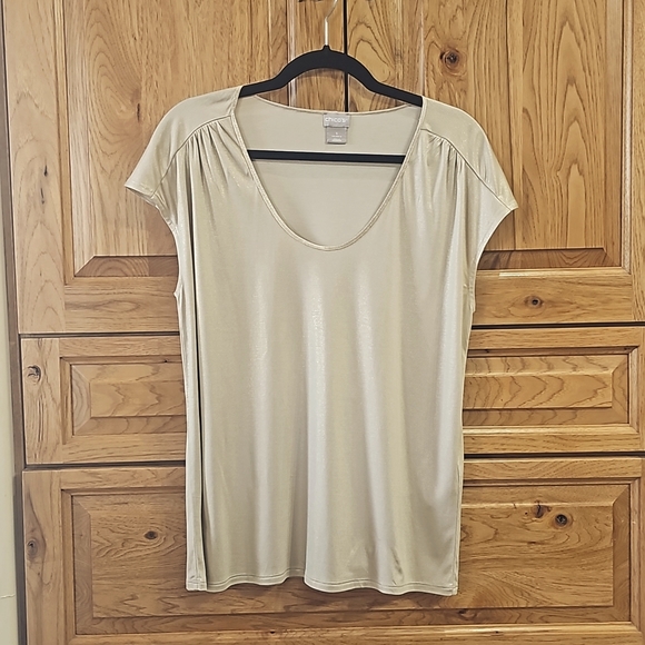 Chico's shirt/top. Size 1 (10) champagne color - Picture 1 of 4